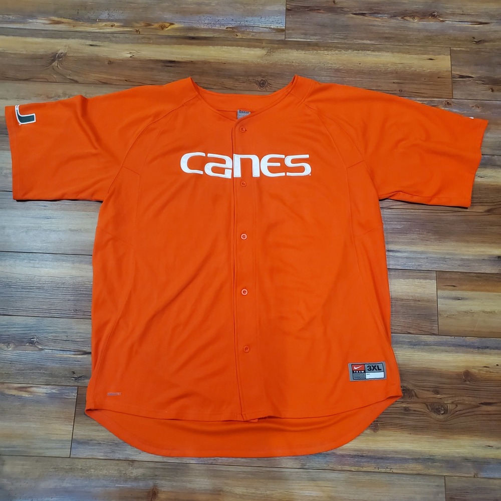 Vintage Y2K Nike Team Miami Hurricanes Canes Baseball Jersey Orange Mens 3XL